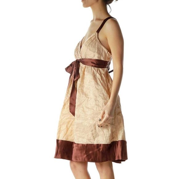 BCBG MaxAzria Pink Textured Cocktail Dress with Bow - Picture 3 of 3